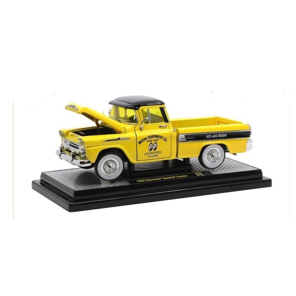 M2 1958 Chevy Apache Cameo Pickup Truck Mooneyes Yellow and Black Limited Edition to 7000 Pieces Worldwide 1/24 Diecast Model Car Machines 40300-86B