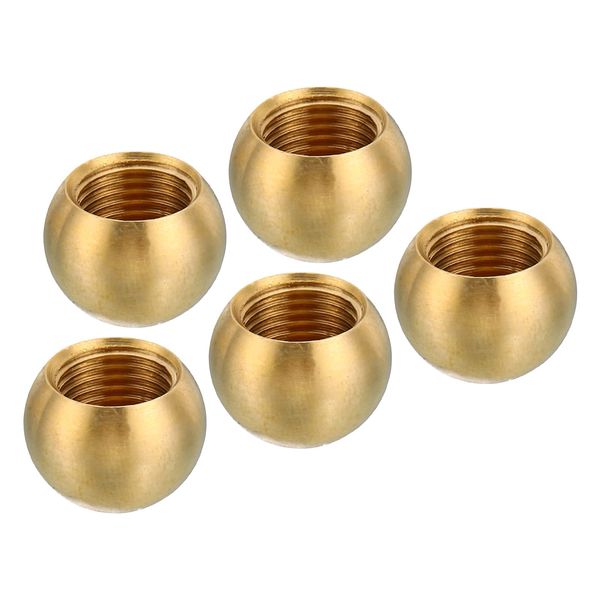 PATIKIL M10x1 15mm Thread Lamp Finials Cap Knob, 5 Pack Brass Ball Lamp Decoration Screw Caps Threaded for Furniture Lighting Lamps