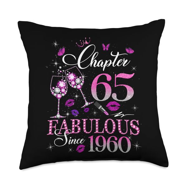 Chapter 65 Fabulous Since 1960 65th Birthday Queen Diamond Throw Pillow