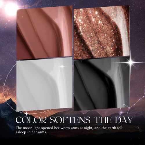 Smalto Semipermanente Unghie, ROSALIND Smalti Semipermanenti per Unghie in Gel UV LED Mini Glitter Bianco Nero Marrone 4 Colori Soak Off Nail Art Nail Polish Set Manicure