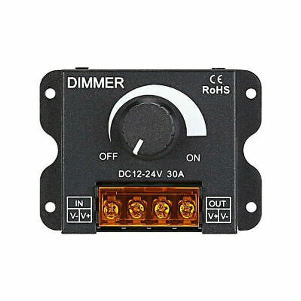 DC 12-24V 30A Manual Brightness LED Controller with 0-100% Dimmer ON/OFF Switch
