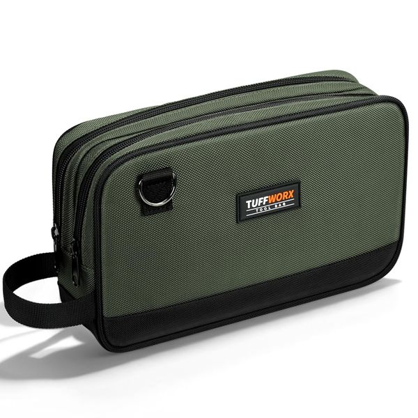 TUFFWORX Tool Bag, Dual Compartment Storage Pouch (Gray)