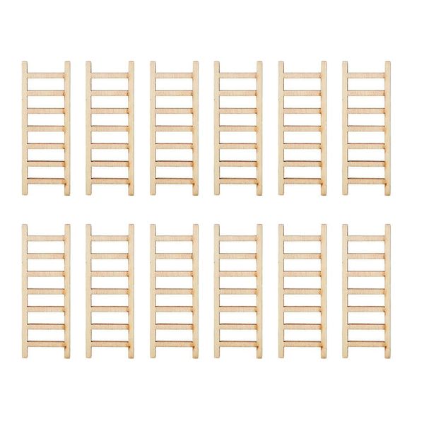 OATIPHO Mini Wood Doll House Ladder, 2.36X0.86 In 20pcs Garden Ladder, Mini Wooden Step Ladder Miniature Ladder for Gardens DIY Craft Accessory Landscape Decor