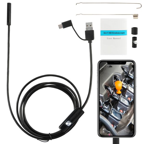 Endoscope, 3-in-1 Type-C USB inspection camera, 6 Adjustable Led Light,Inspection Camera Borescope,for Android mobile phone tablet PC desktop computer, Waterproof (3.5)