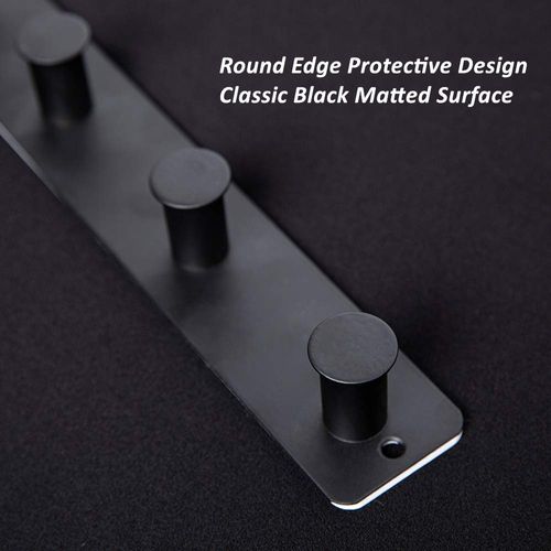 Door Hooks, Black Coat Hooks Screw in & Stick on, Self Adhesive Door Hangers for Bedroom, Hooks for Towel Hat Bathrobe in Bathroom, 4 Holders
