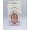 24Pcs Oval False Nails Kit pink and white swirl design