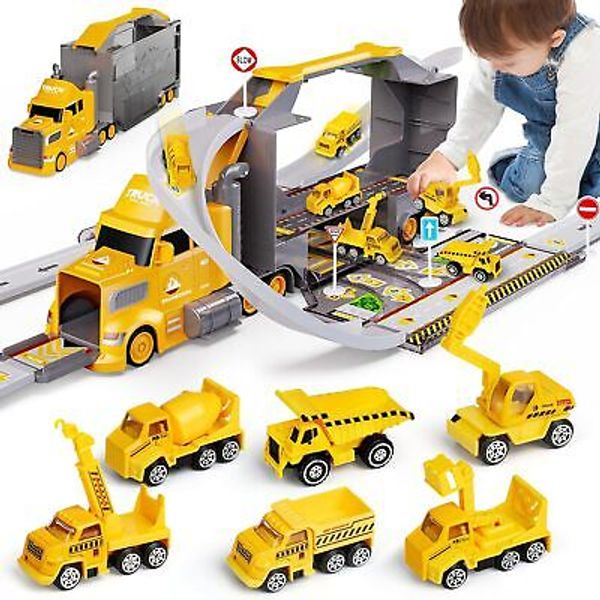 Truck Toy Cars for Toddlers Race Track Playset, 7in1 Construction Truck Toys