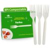 GreenWorks 200 Count Heavy-duty Compostable Forks, BPI Certified Large Disposable Cutlery Flatware Utensils Fork
