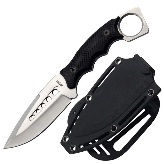 S-TEC 9" Full Tang Tactical Knife with ABS Swivel Sheath - GEN 2 - (Brilliant Silver)