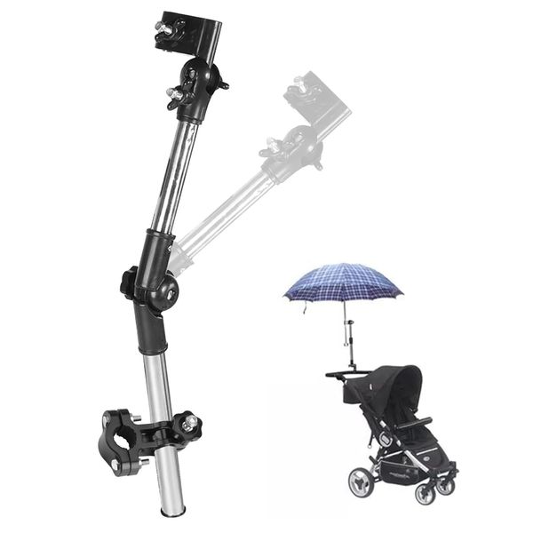 Adjustable Umbrella Mount Stand, Bicycle Umbrella Bar Holder Wheelchair Umbrella Stand Handle for Buggy Baby Stroller Pram Scooter