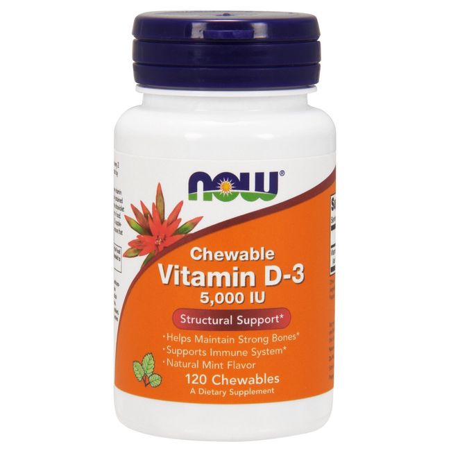 NOW Foods Vitamin D-3, 5000 IU, 120 Chewables