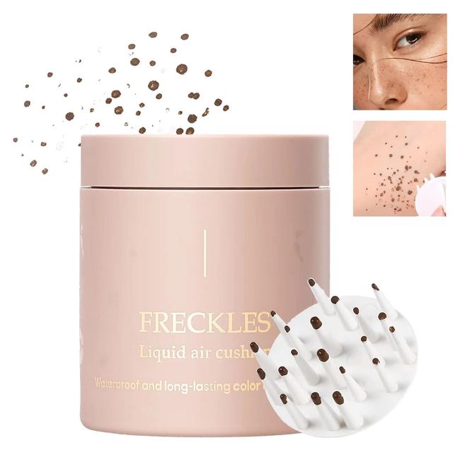 Liquid Freckle Pen,Magic Long Lasting Waterproof Fake Freckles Stamp Air Cushion,Quick Dry Natural Like Fake Freckle Pen Makeup Stamp(01#Saddle Brown)