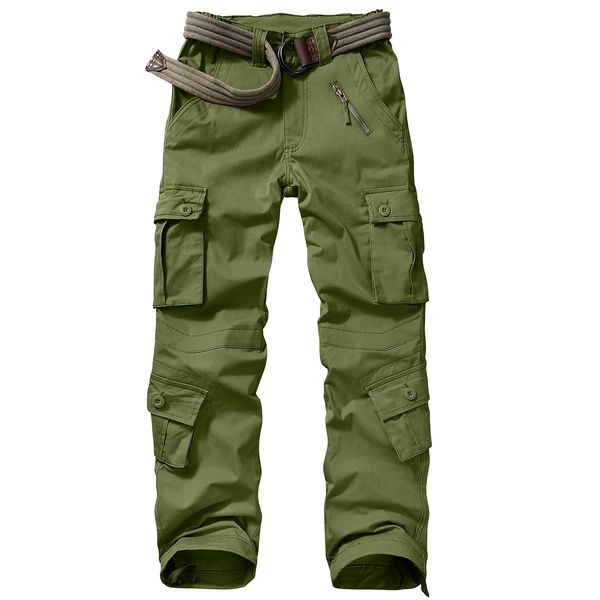 Alfiudad Womens Cargo Pants with Pockets, Women's Casual Military Army Hiking Combat Tactical Work Pants Trousers,Army Green,34(US 14)