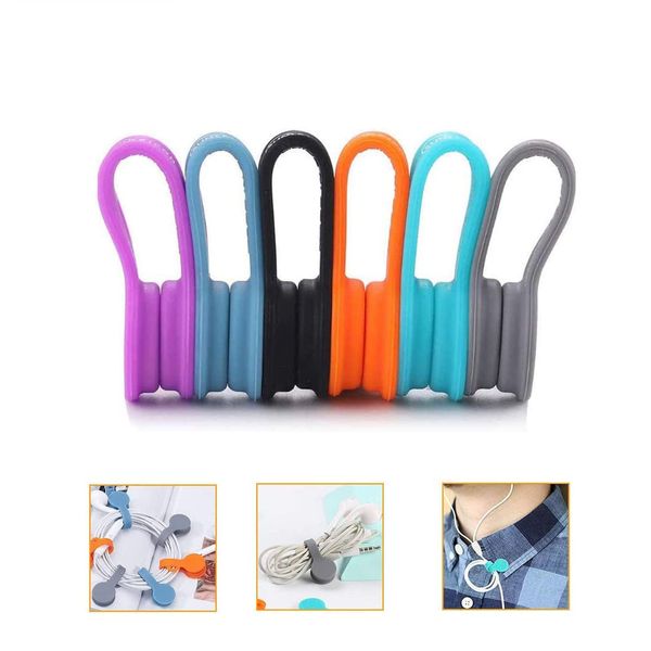 Magnetic Cable Clips, Magnetic Cable Organizers Reusable Fastening Cable Ties Multipurpose Silicone Cable Organisers Winder for Headphone Cable Lines, USB Cables