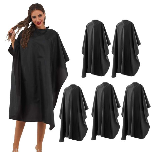 BSFHH Black Barber Cape, Professional Nylon Waterproof Hair Cutting Cape with Snap Closure Salon Cape, 59" x 47" Hairdressing Cape (5 Pack)