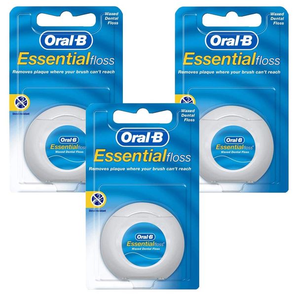 3 x 50ml Dental Floss Waxed Mint 50m Clean Teeth Shread Resistant