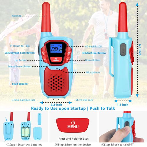 Topsung Walkie Talkies for Kids Rechargeable Walkie-Talkie for Adults Long Range Pink 2 Way Radio 2 Pack with Lanyard Battery 4 Miles NOAA USB, Family Toy for 3-12 Year Old Girls Boys Toddlers Camping