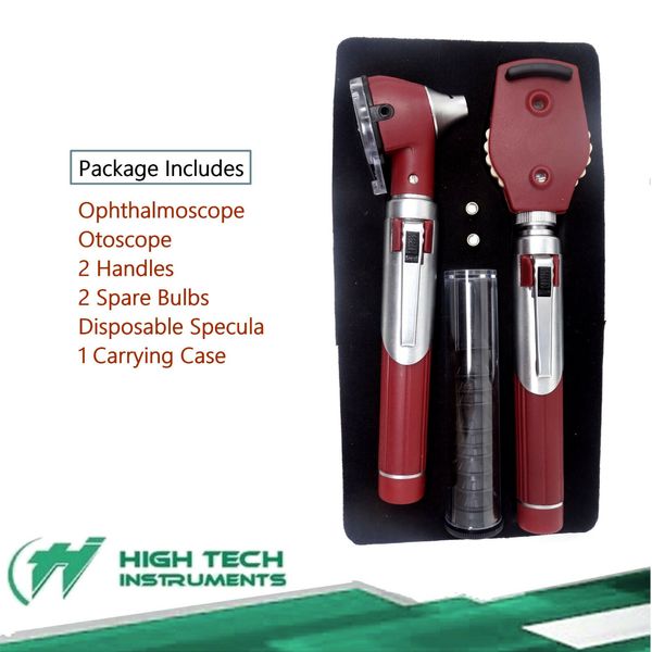 Veterinary Dog Cat Premium LED Diagnostic Set Otoscope + Ophthalmoscope ENT Set