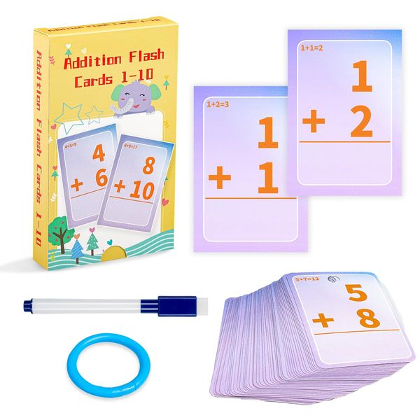 Tichgeim Math Facts Flash Cards for Kids Ages 4-8, Addition Games Numbers 1-20, Early Education Math Addition Cards Homeschool Practice Materials for Boys Girls 1st,2nd,3rd,4th Grade