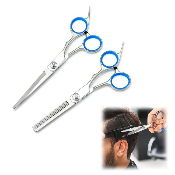 Liroyal Hair Cutting Scissors (Set of 2) Hair Cutting Shears Self Cutting Bangs Cutting Stainless Steel Material Hair Volume Adjustment Texture Smooth Open and Close Suitable for Salon and Home Use