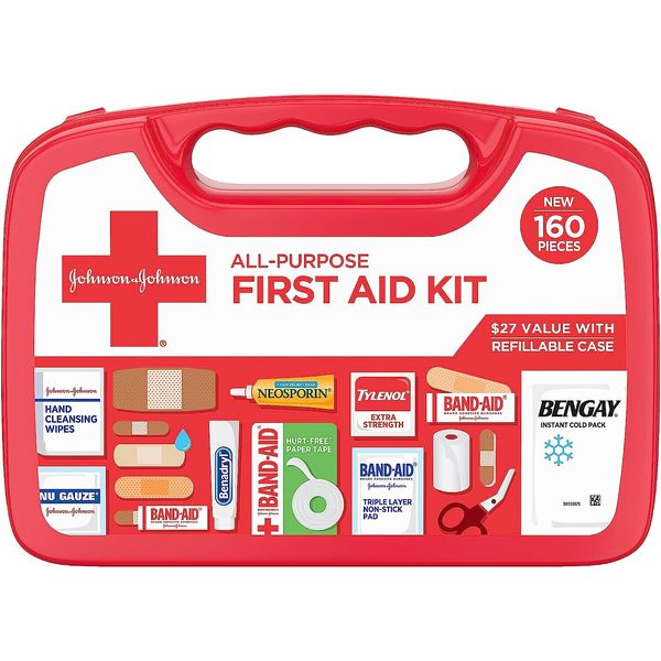 Johnson&Johnson All-Purpose Portable First Aid Kit, 160 Pieces 381372020453VL