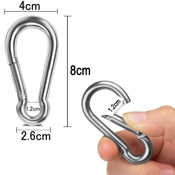 JOLIRSBOX Carabiner Stainless Steel Spring Hook Carabiner Set (3.1 inches (8 cm), Set of 4