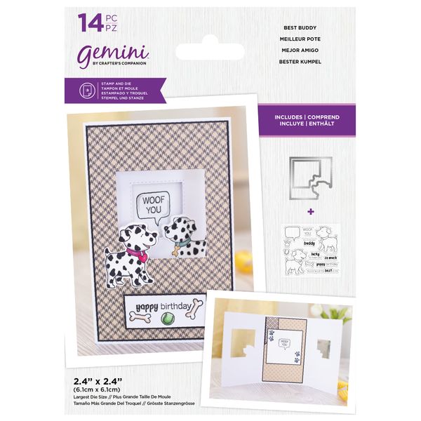 Gemini Tri-Fold Window Acrylic Stamp & Die Collection - Best Buddy