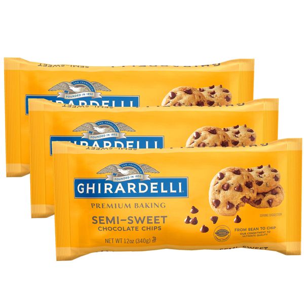 Ghirardelli Semi-Sweet Chocolate Chips - 12 Ounce (Pack of 3)