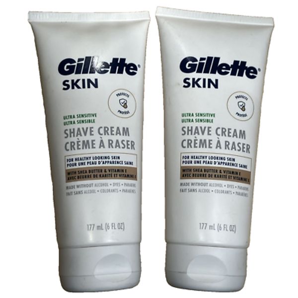 2 Gillette Skin Ultra Sensitive Shave Cream With Shea Butter 6 oz Each New