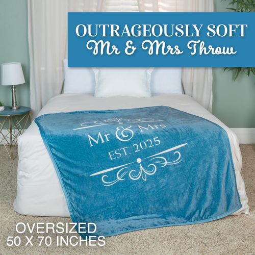Soft Sentiments Outrageously Soft Reversible Velvet Ultra Plush Throw - 50 x 60 Inch - Mr & Mrs 2025