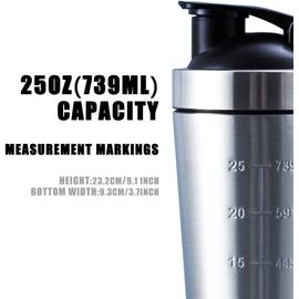 Stainless Steel Protein Blender Shaker Cup Bottle Mixed Water Gym Sport  750Ml