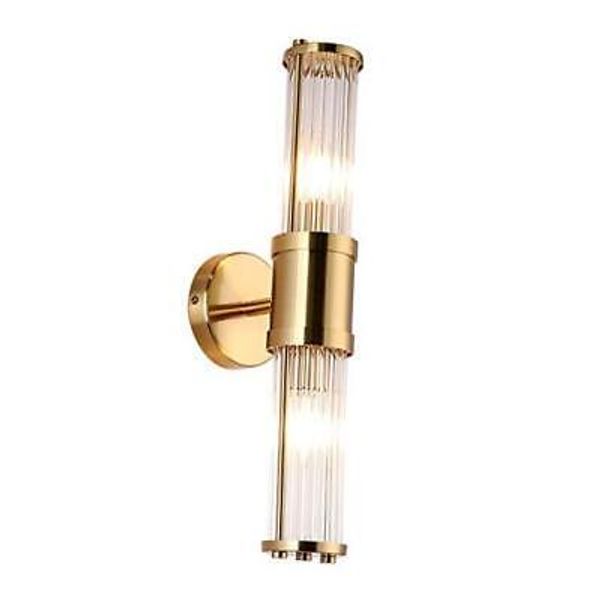 Glass Wall Light Fixture Indoor Antique Brass, Bathroom Vanity Brass 2 Lights