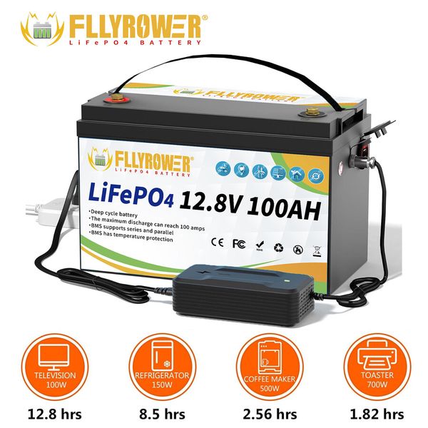 12V 100Ah Lithium Battery LiFePO4 with 100A BMS for RV Trolling Motor Off-grid