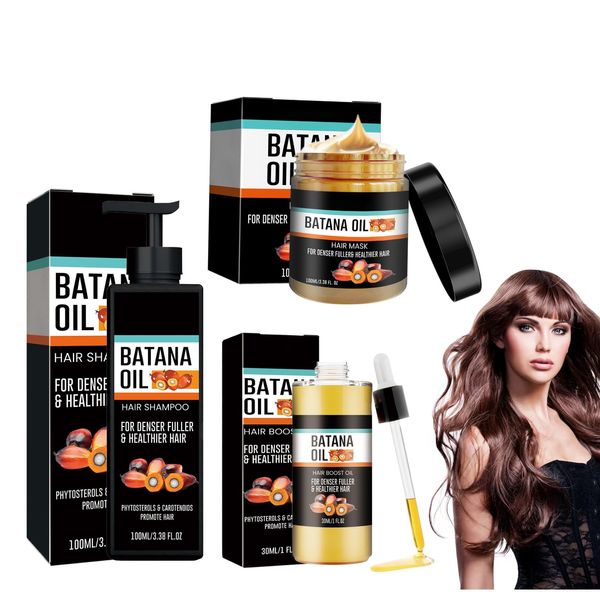 Batana Oil for Hair Care Set,Organic Batana Oil for Healthy Hair,Batana Oil Shampoo and Conditioner,Natural Hair Growth Oil Effective Against Regional Alopecia,Soothe Scalp