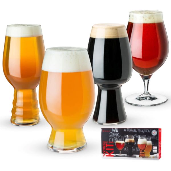 Spiegelau Craft Beer Tasting Kit Glasses, European-Made Lead-Free Crystal, Modern Beer Glasses, Dishwasher Safe, Professional Quality Tasting Glass Gift Set (Craft - Set of 4)