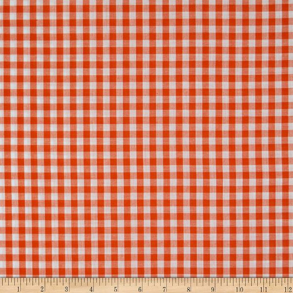 Wide Width 1/4'' Gingham Check Orange, Fabric by the Yard