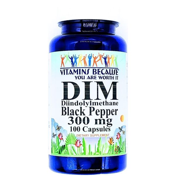 300mg DIM Diindolylmethane with 10mg Black Pepper 100 Capsules