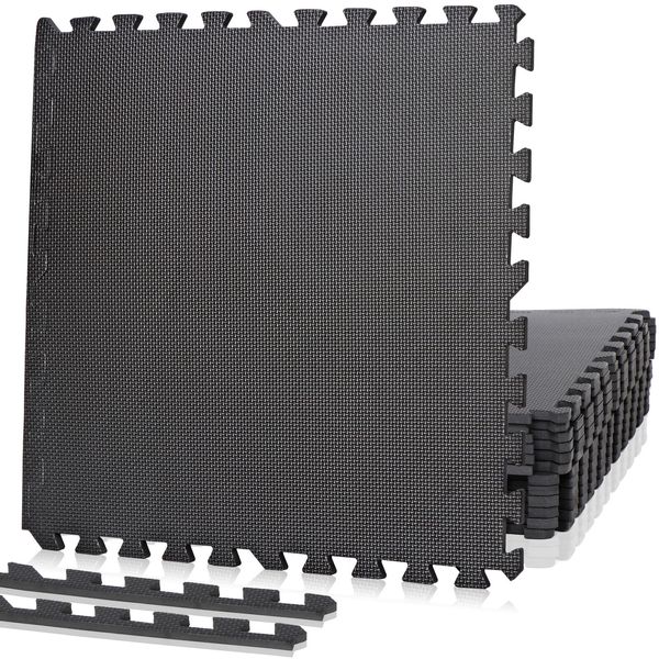 12 Tiles Puzzle Exercise Mats 24''×24'' Interlocking Foam Workout Floor Mats
