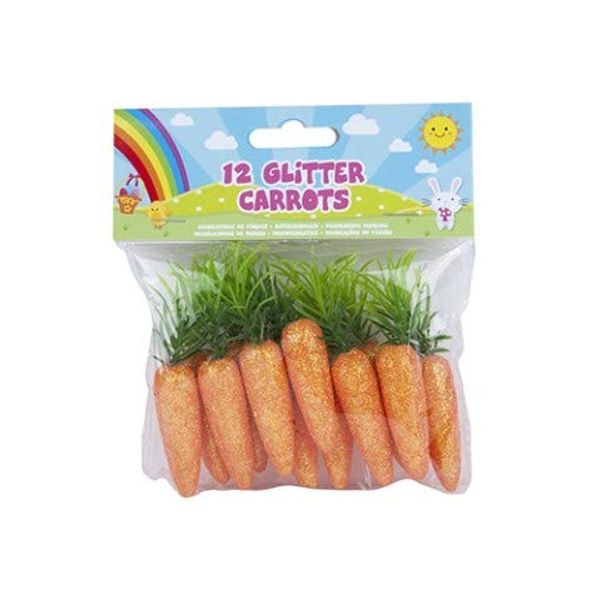 Easter 12 x Mini Glitter Carrots Bunny Egg Hunt Bonnet Craft Decoration Accessories