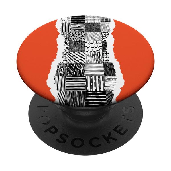 Burnt Orange Paper Patchwork Quilt Collage Patterned PopSockets Swappable PopGrip