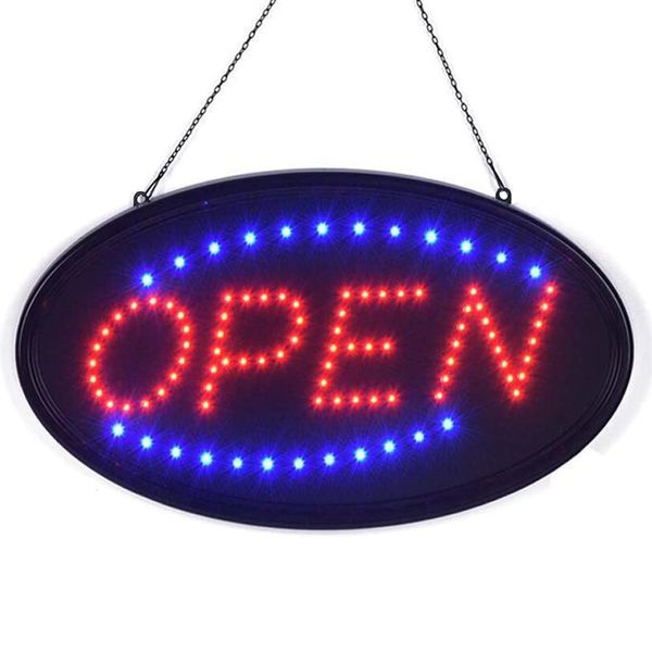 KEBE LED Open Sign, Bright High Visibility Advertisement Board Electric Display Sign Flashing Light for Business Walls Window Shop Bar Hotel, Two Modes (19"x10")