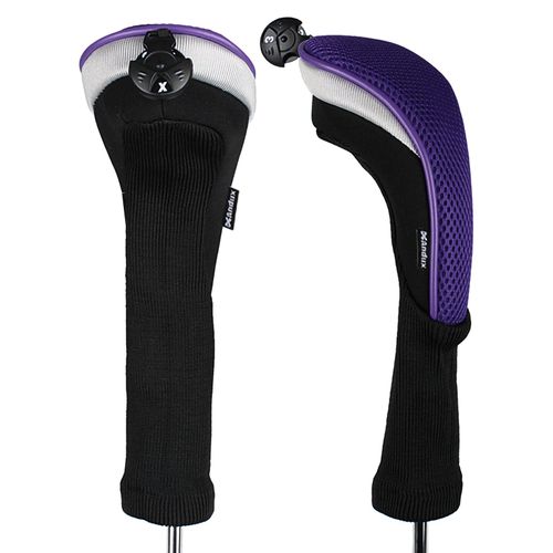 Andux 4pcs/Pack Long Neck Golf Hybrid Club Head Covers Dial No. Tag CTMT-02 Purple