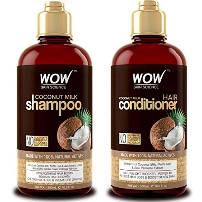 WOW Coconut Milk Shampoo and Conditioner Set, Slow Down Hair Loss 500mL