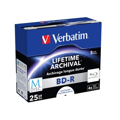 Verbatim 43823 25GB 4x M-Disc BD-R - 5 Pack Jewel Case