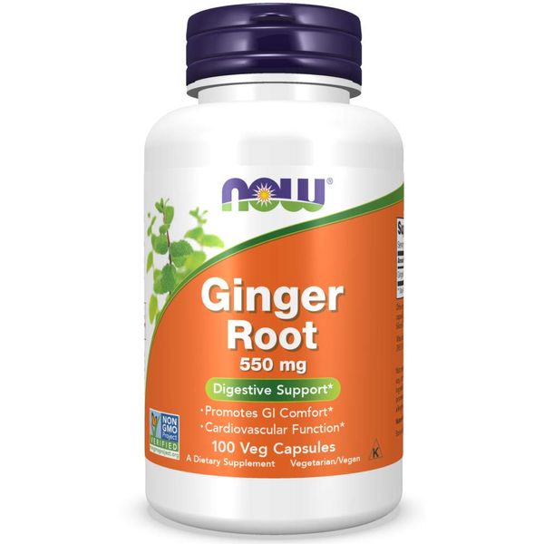 NOW Supplements, Ginger Root (Zingiber officinale) 550 mg, Digestive Support*, 100 Veg Capsules