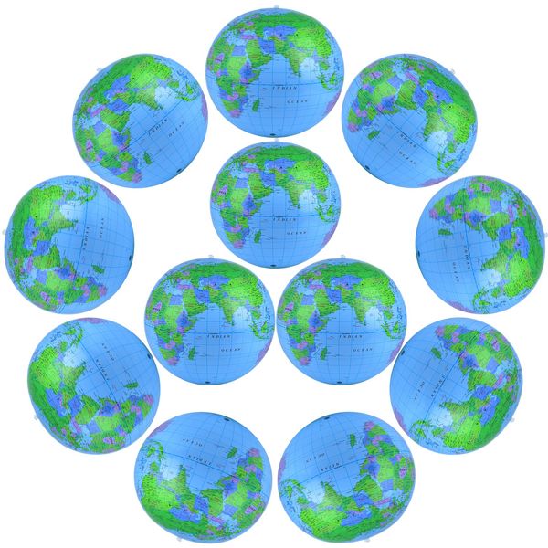 Coopay 12 Pack Inflatable Globe PVC World Globe Inflatable Earth Beach Ball Swimming Pool Ball Birthday Beach Party Decoration Summer Water Games Gifts for Beach Playing or Teaching