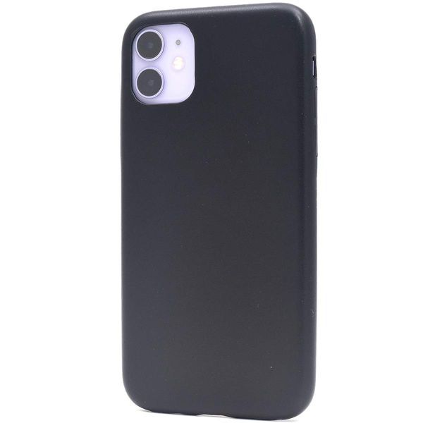 PLATA iPhone 11 Compatible Case, Cover, Back Cover, PU Leather, Semi-Hard Case, Moderate Flexibility and Durability, Protective Back Cover, Solid, Thin, Simple, Black