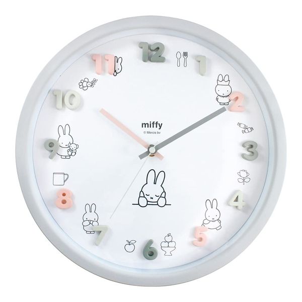 Tees Factory Miffy Icon Wall Clock, Gray, Φ11.8 x D1.6 inches (30 x 4 cm), MF-5520427GY