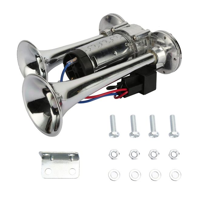 600DB Super Loud Dual Electric Air Horns Kit for Vehicles - With Compressor, Applicable for Cars, SUVs, Trucks, Boats