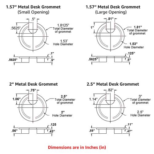 Electriduct 2" Metal Desk Grommet Cable Hole Cover Wire Cord Organizer | Gold